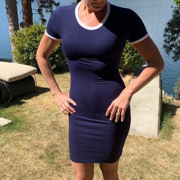 Forever 21 Navy Blue & White Bodycon T-Shirt Dress - Picture 4 of 5